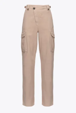 Pantalons|PINKO Pantalon Cargo Avec Fermeture En Diagonale Beige Rugby