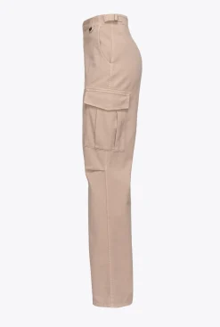 Pantalons|PINKO Pantalon Cargo Avec Fermeture En Diagonale Beige Rugby