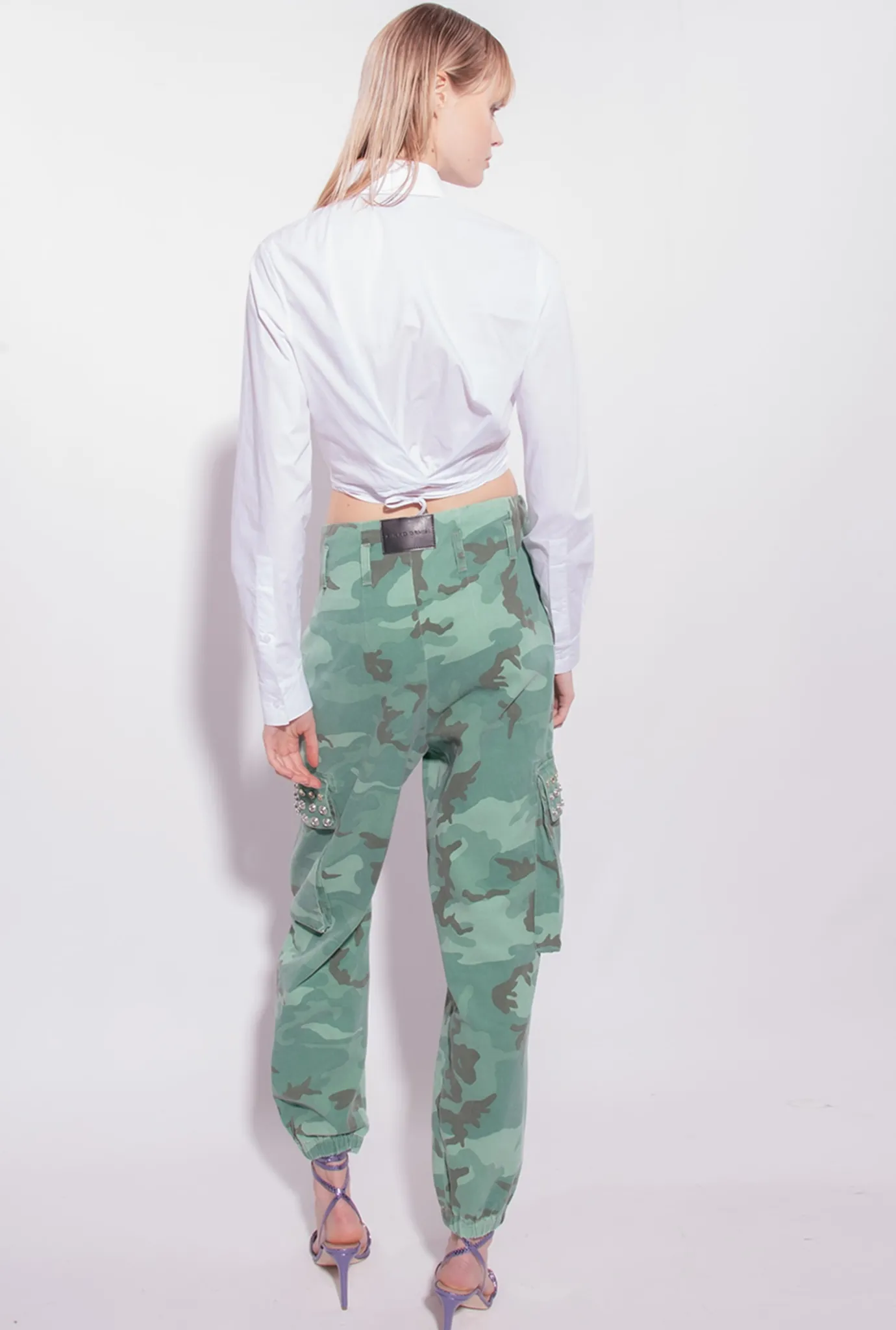 Jeans|PINKO Pantalon Cargo Camouflage A Strass Multi. Vert/Marron