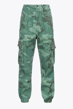 Jeans|PINKO Pantalon Cargo Camouflage A Strass Multi. Vert/Marron
