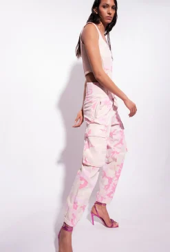 Jeans|PINKO Pantalon Cargo Camouflage Rose Mult. Nude/Rose