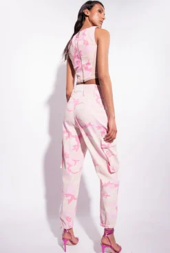 Jeans|PINKO Pantalon Cargo Camouflage Rose Mult. Nude/Rose
