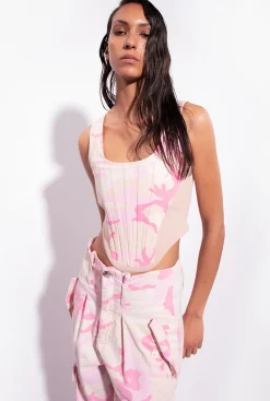 Jeans|PINKO Pantalon Cargo Camouflage Rose Mult. Nude/Rose