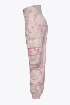 Jeans|PINKO Pantalon Cargo Camouflage Rose Mult. Nude/Rose