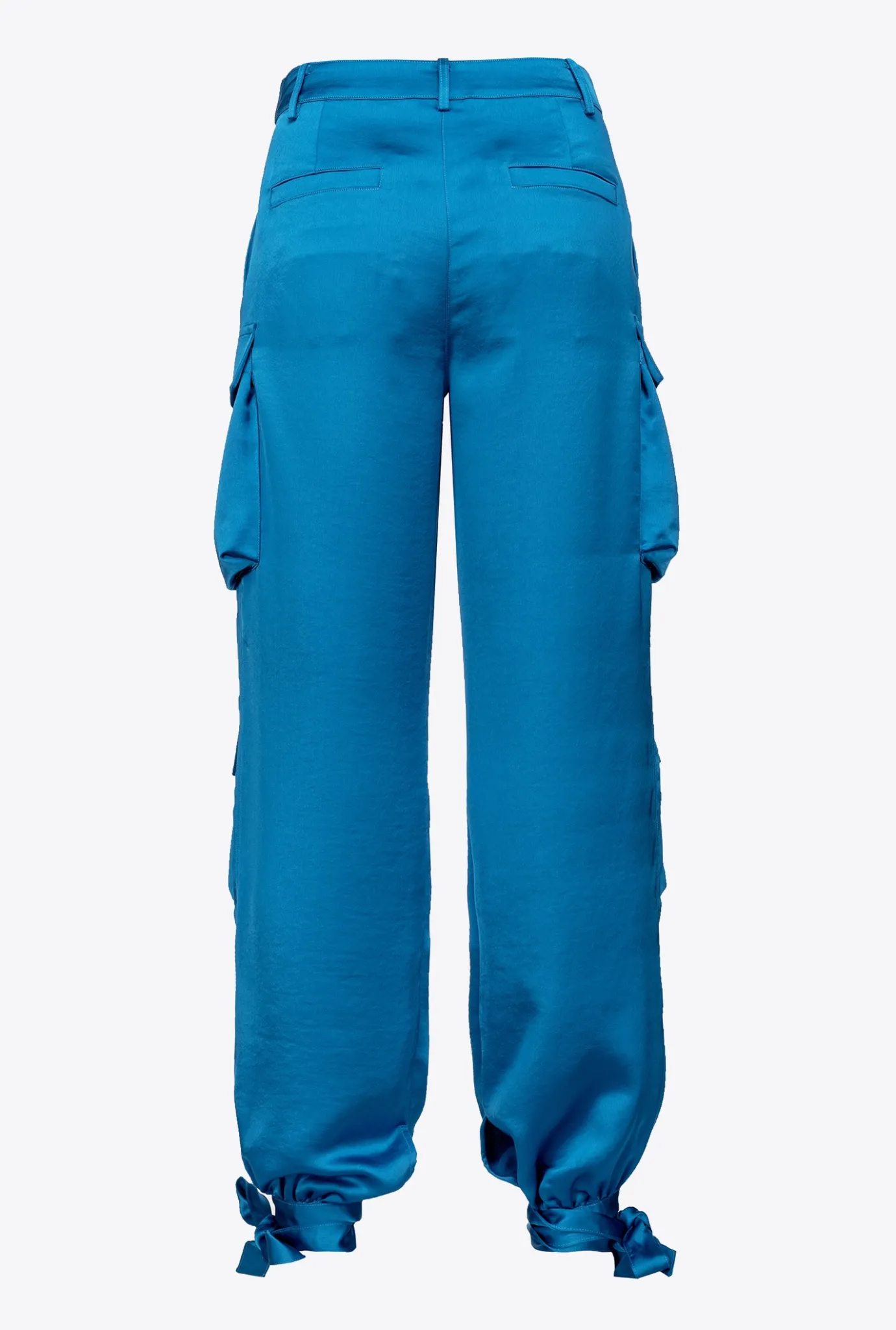 Tailleurs Et Ensembles|PINKO Pantalon Cargo En Satin Bleu Directoire