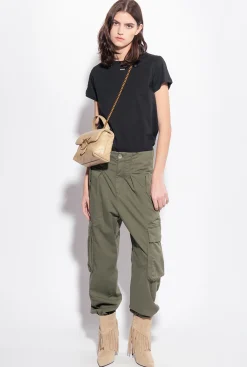 Pantalons|PINKO Pantalon Cargo En Tricotine Vert Canon De Fusil