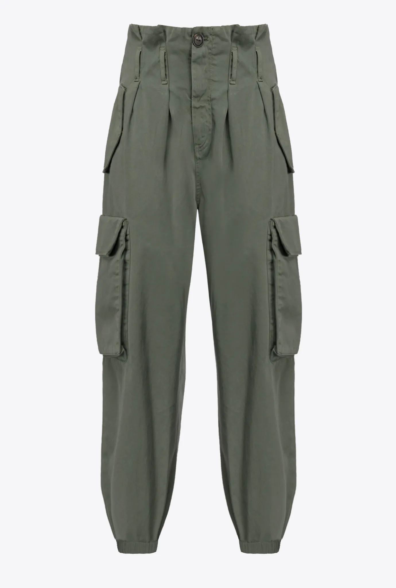 Pantalons|PINKO Pantalon Cargo En Tricotine Vert Canon De Fusil