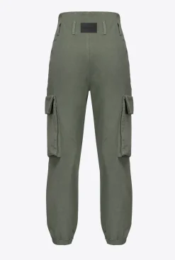 Pantalons|PINKO Pantalon Cargo En Tricotine Vert Canon De Fusil