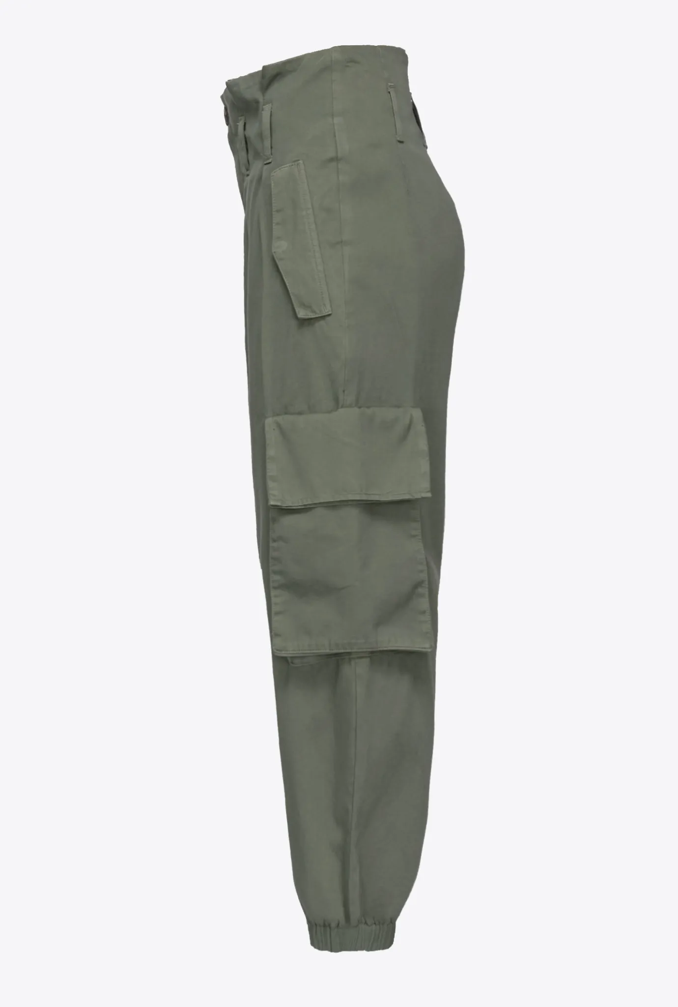 Pantalons|PINKO Pantalon Cargo En Tricotine Vert Canon De Fusil