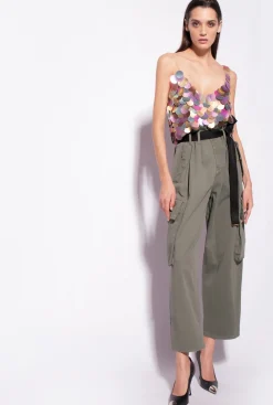 Pantalons|PINKO Pantalon Cargo Oversize Vert Cypres
