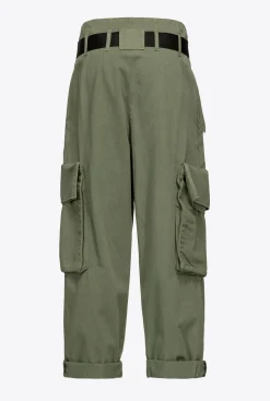 Pantalons|PINKO Pantalon Cargo Oversize Vert Cypres