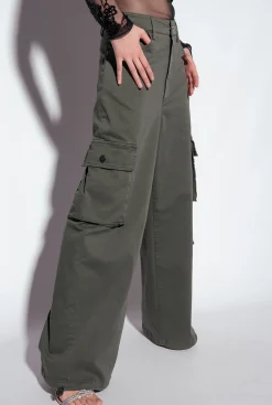 Pantalons|PINKO Pantalon Cargo Oversize Gris-Vert