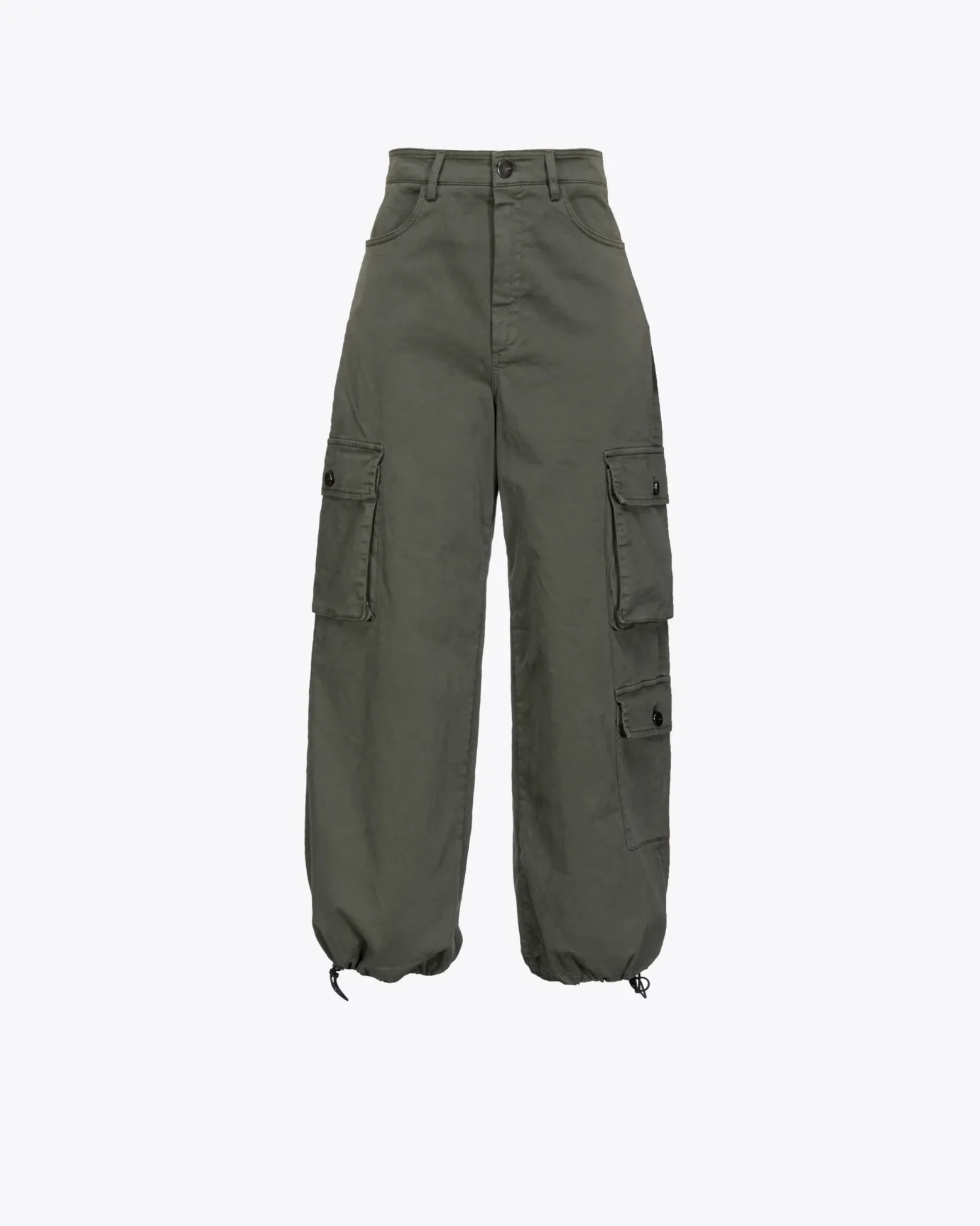 Pantalons|PINKO Pantalon Cargo Oversize Gris-Vert