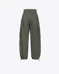 Pantalons|PINKO Pantalon Cargo Oversize Gris-Vert