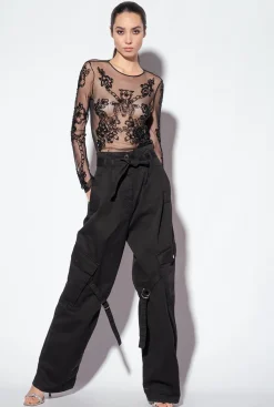 Pantalons|PINKO Pantalon Cargo Streetwear Noir Limousine
