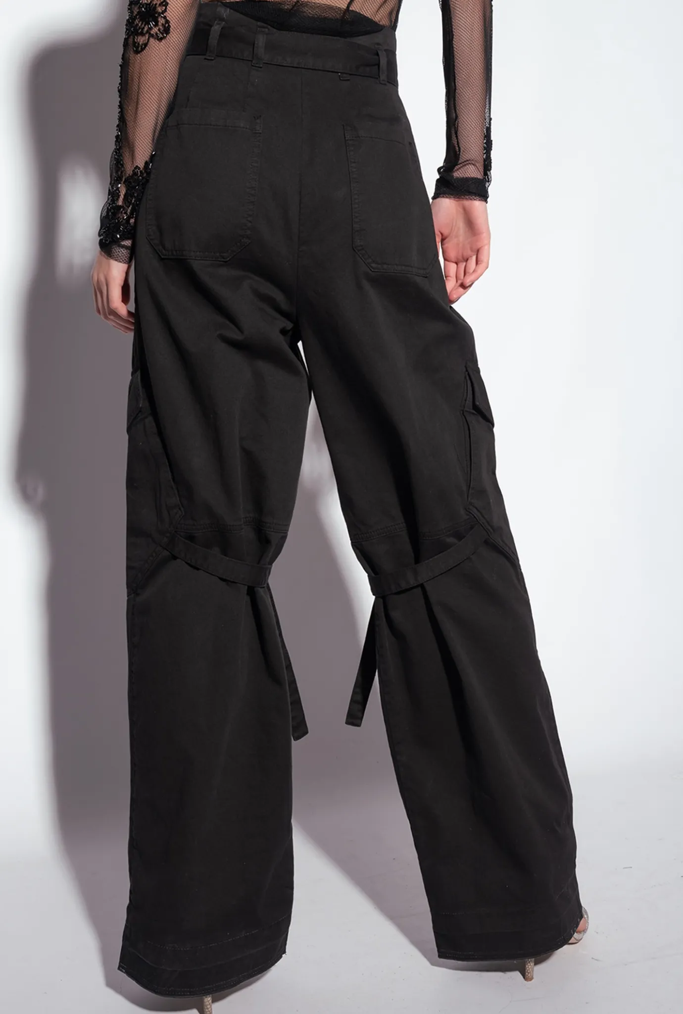 Pantalons|PINKO Pantalon Cargo Streetwear Noir Limousine