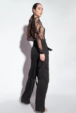 Pantalons|PINKO Pantalon Cargo Streetwear Noir Limousine