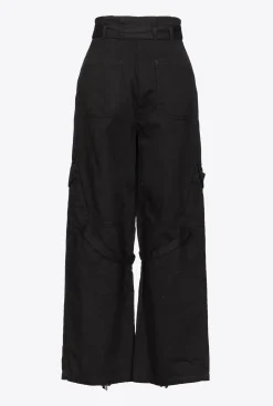 Pantalons|PINKO Pantalon Cargo Streetwear Noir Limousine