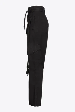 Pantalons|PINKO Pantalon Cargo Streetwear Noir Limousine