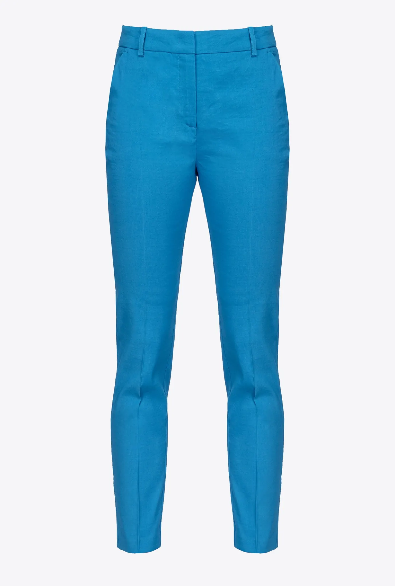 Tailleurs Et Ensembles|PINKO Pantalon Cigarette En Lin Stretch Bleu Directoire