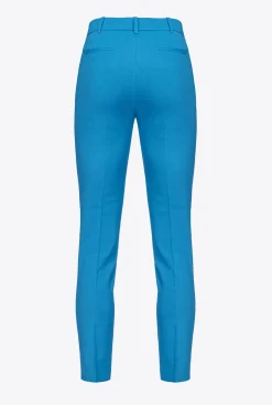 Tailleurs Et Ensembles|PINKO Pantalon Cigarette En Lin Stretch Bleu Directoire