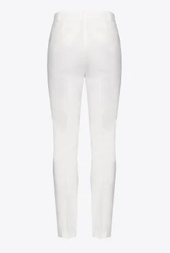 Tailleurs Et Ensembles|PINKO Pantalon Cigarette En Lin Stretch Blanc Nimbus