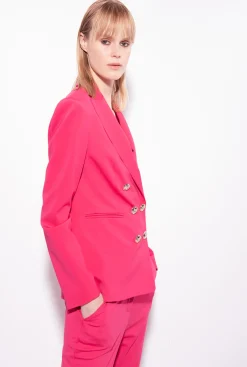 Pantalons|PINKO Pantalon Cigarette En Maille Roma Rouge Framboise