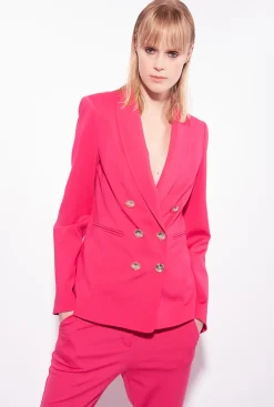Pantalons|PINKO Pantalon Cigarette En Maille Roma Rouge Framboise
