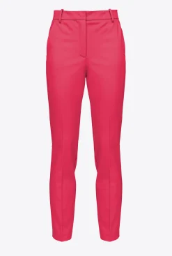 Pantalons|PINKO Pantalon Cigarette En Maille Roma Rouge Framboise