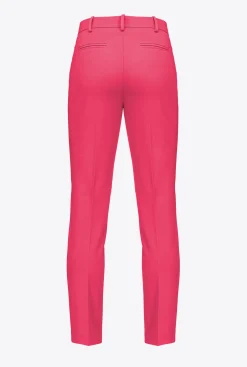 Pantalons|PINKO Pantalon Cigarette En Maille Roma Rouge Framboise
