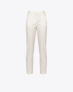 Tailleurs Et Ensembles|PINKO Pantalon Cigarette En Maille Roma Rose Fume Blanc