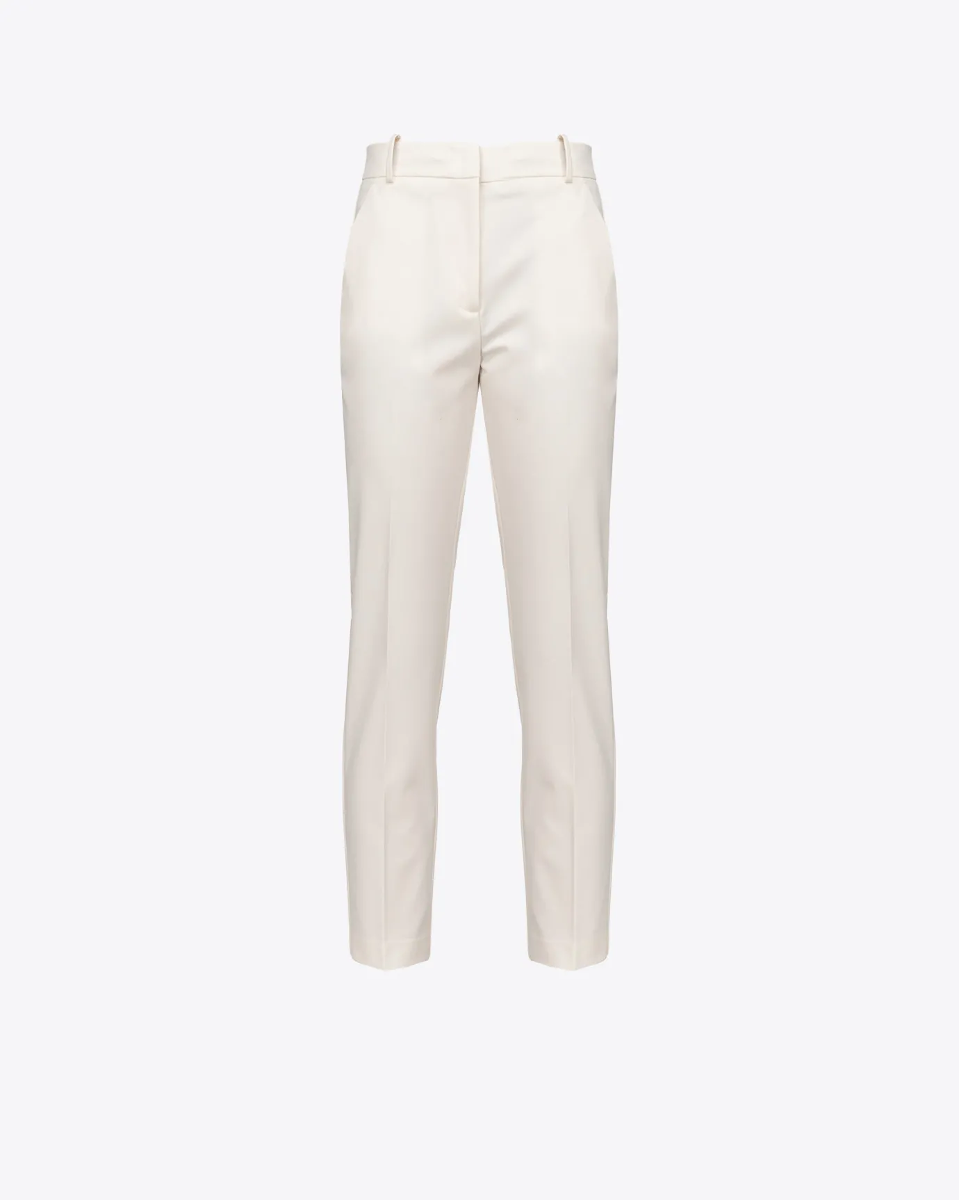 Tailleurs Et Ensembles|PINKO Pantalon Cigarette En Maille Roma Rose Fume Blanc