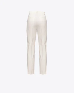 Tailleurs Et Ensembles|PINKO Pantalon Cigarette En Maille Roma Rose Fume Blanc