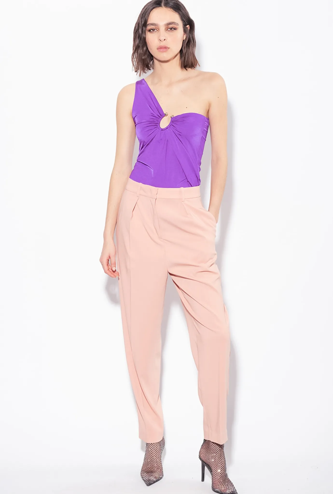 Tailleurs Et Ensembles|PINKO Pantalon Coupe Carotte En Satin Rose - Camee