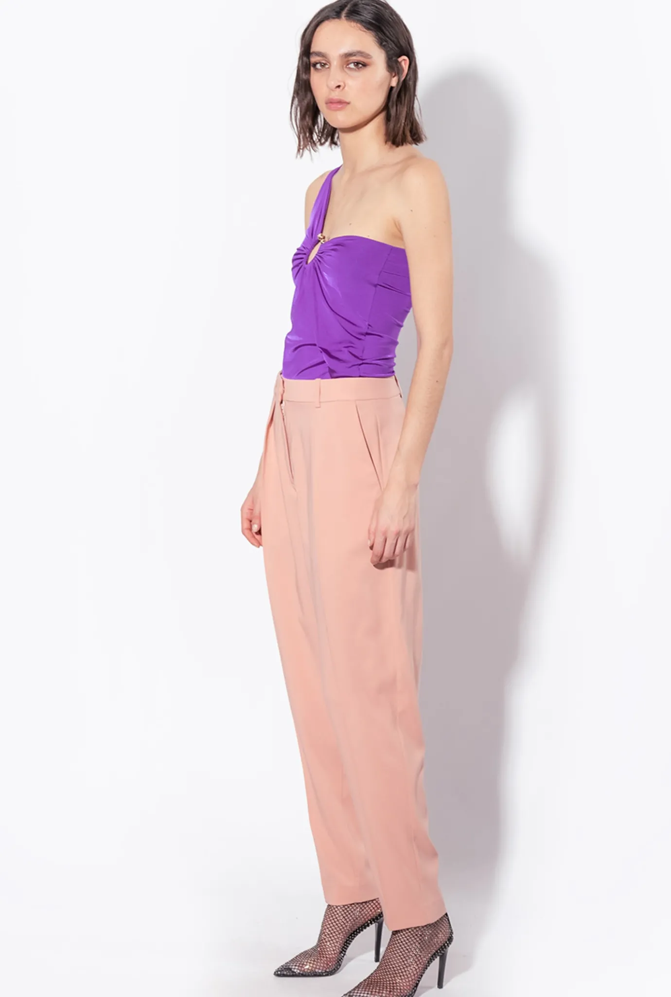 Tailleurs Et Ensembles|PINKO Pantalon Coupe Carotte En Satin Rose - Camee
