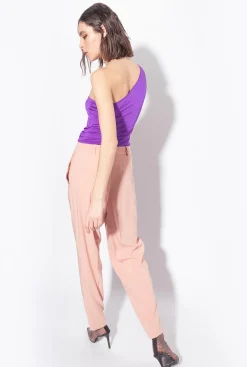 Tailleurs Et Ensembles|PINKO Pantalon Coupe Carotte En Satin Rose - Camee