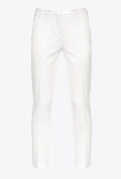 Tailleurs Et Ensembles|PINKO Pantalon Coupe Cigarette En Maille Roma Blanc-Blanche-Neige