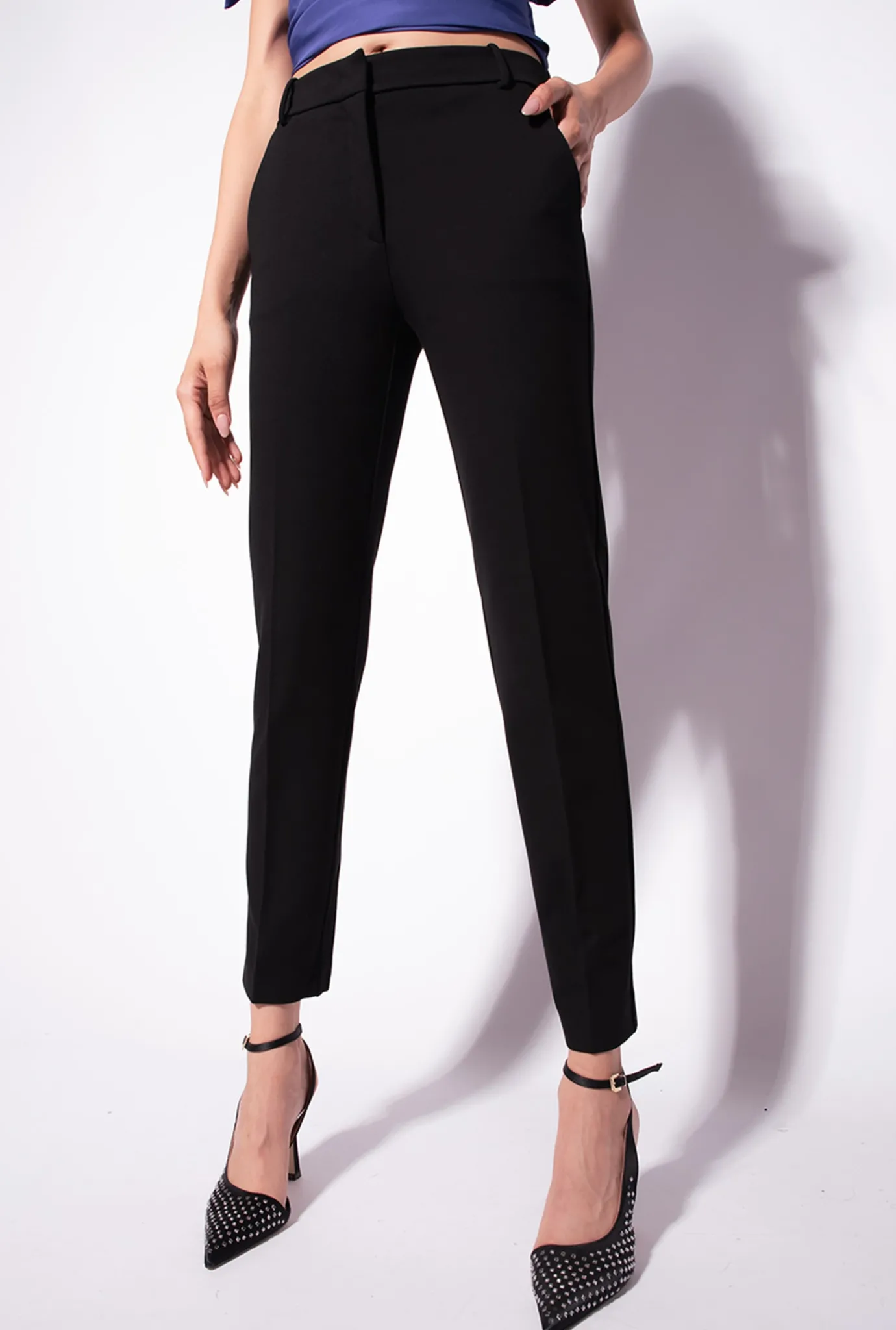 Tailleurs Et Ensembles|PINKO Pantalon Coupe Cigarette En Maille Roma Noir Limousine