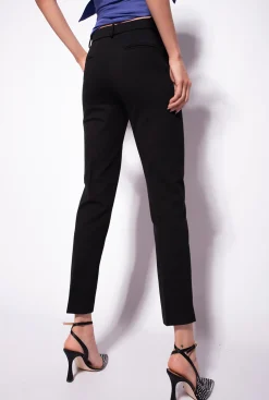 Tailleurs Et Ensembles|PINKO Pantalon Coupe Cigarette En Maille Roma Noir Limousine