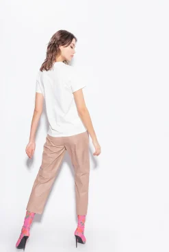 Pantalons|PINKO Pantalon En Cuir Ultra-Leger Rose Almandin