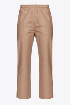 Pantalons|PINKO Pantalon En Cuir Ultra-Leger Rose Almandin