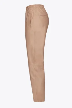 Pantalons|PINKO Pantalon En Cuir Ultra-Leger Rose Almandin