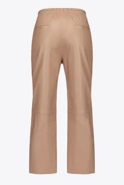Pantalons|PINKO Pantalon En Cuir Ultra-Leger Rose Almandin