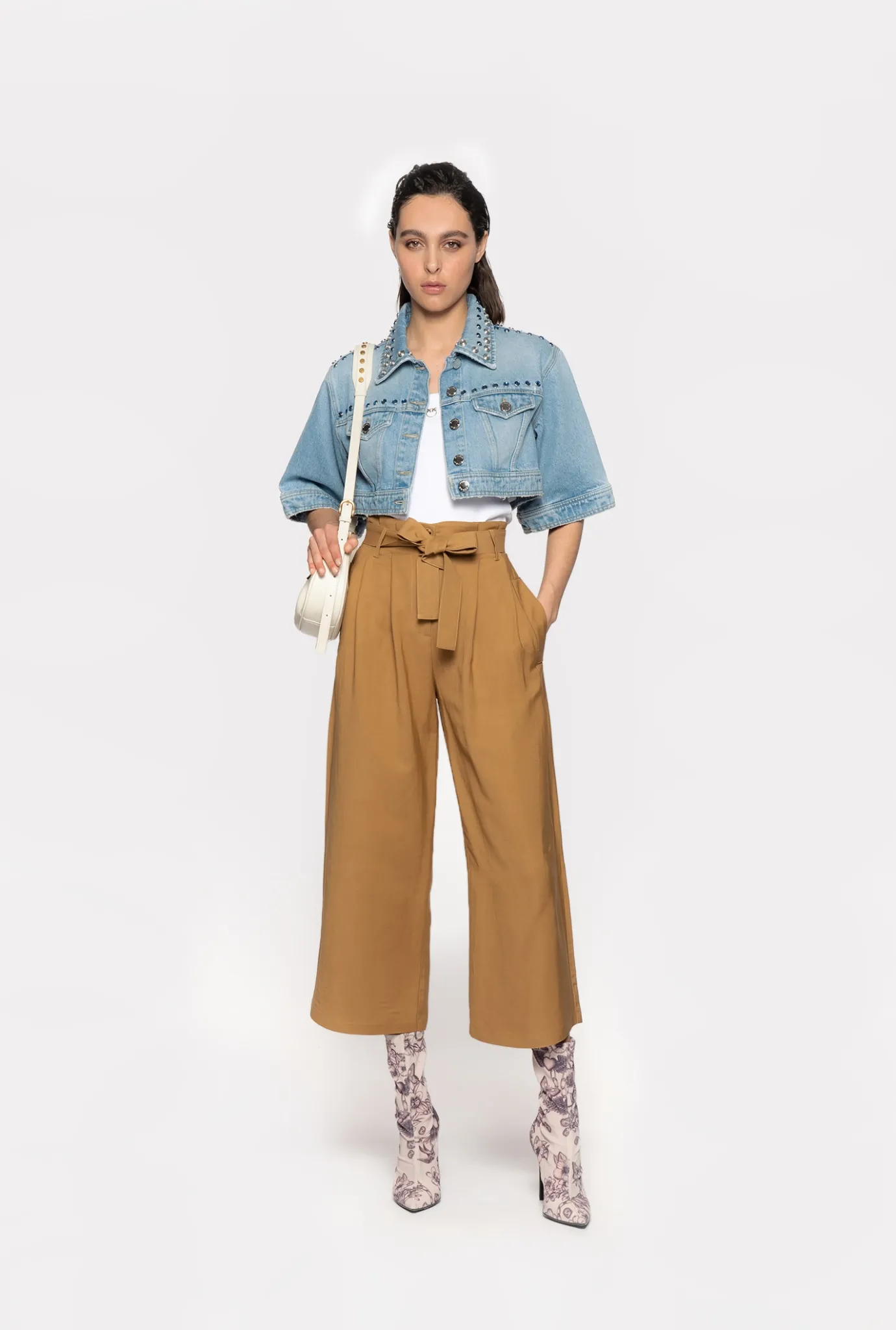 Tailleurs Et Ensembles|PINKO Pantalon En Lin Avec Ceinture Noeud Moutarde