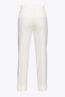 Tailleurs Et Ensembles|PINKO Pantalon En Lin Avec Ceinture Love Birds Blanc Nimbus