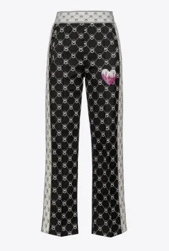 Tailleurs Et Ensembles|PINKO Pantalon En Maille Jacquard Monogram Noir/Ecru
