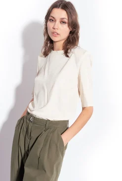 Pantalons|PINKO Pantalon En Mousseline De Coton Vert Canon De Fusil
