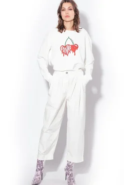 Pantalons|PINKO Pantalon En Mousseline De Coton Blanc Nimbus