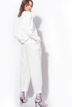 Pantalons|PINKO Pantalon En Mousseline De Coton Blanc Nimbus