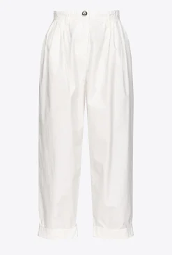 Pantalons|PINKO Pantalon En Mousseline De Coton Blanc Nimbus
